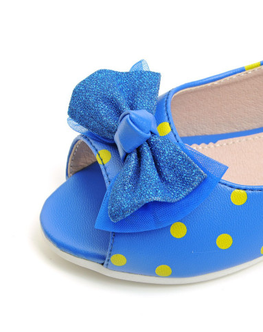 酷酷沃可女童蓝色蝴蝶结公主鞋