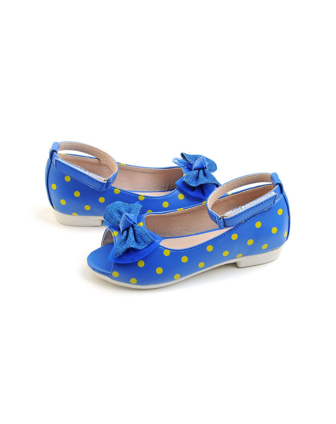 酷酷沃可女童蓝色蝴蝶结公主鞋