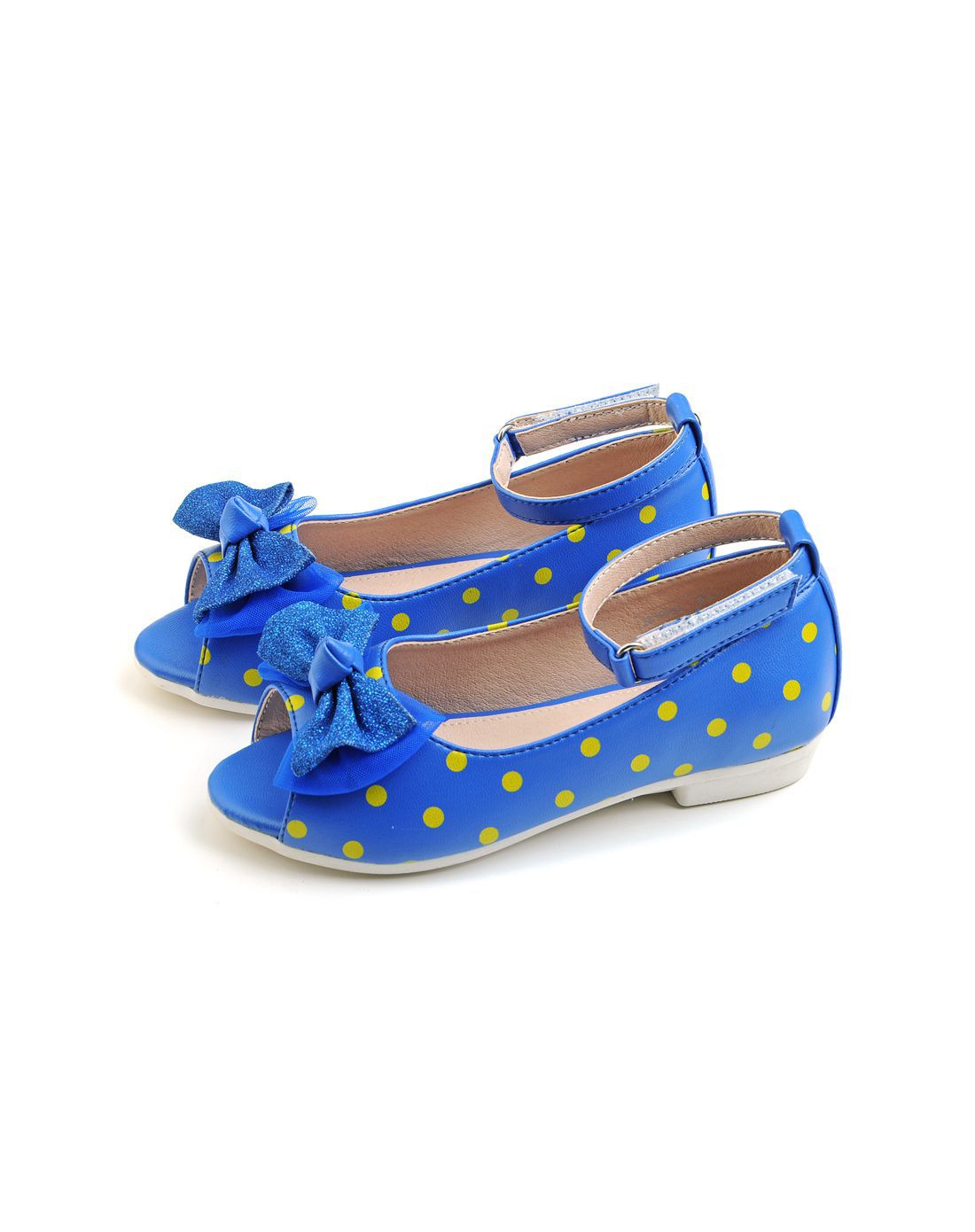彩色斑马&酷酷沃可童鞋专场 女童蓝色蝴蝶结公主鞋