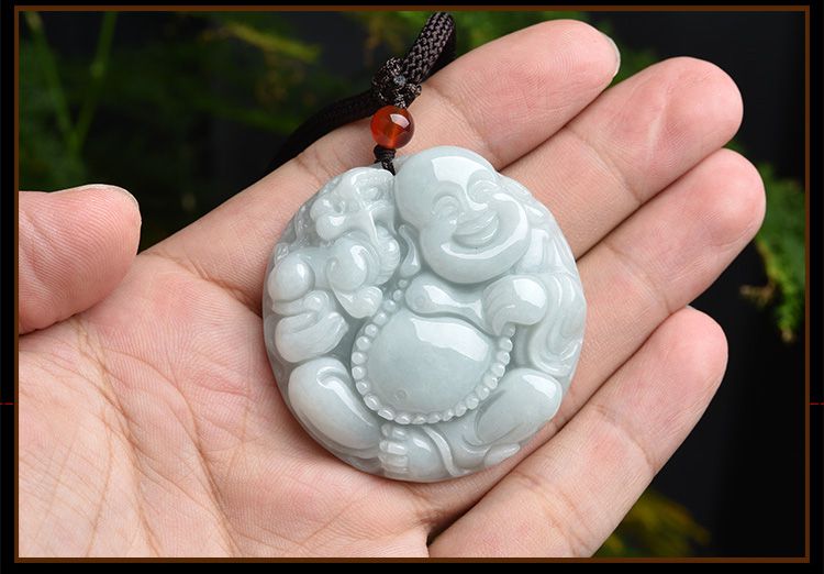 亿珍阁玉石专场亿珍阁 翡翠佛笑八方弥勒佛挂件含配绳(附证书)pp00135