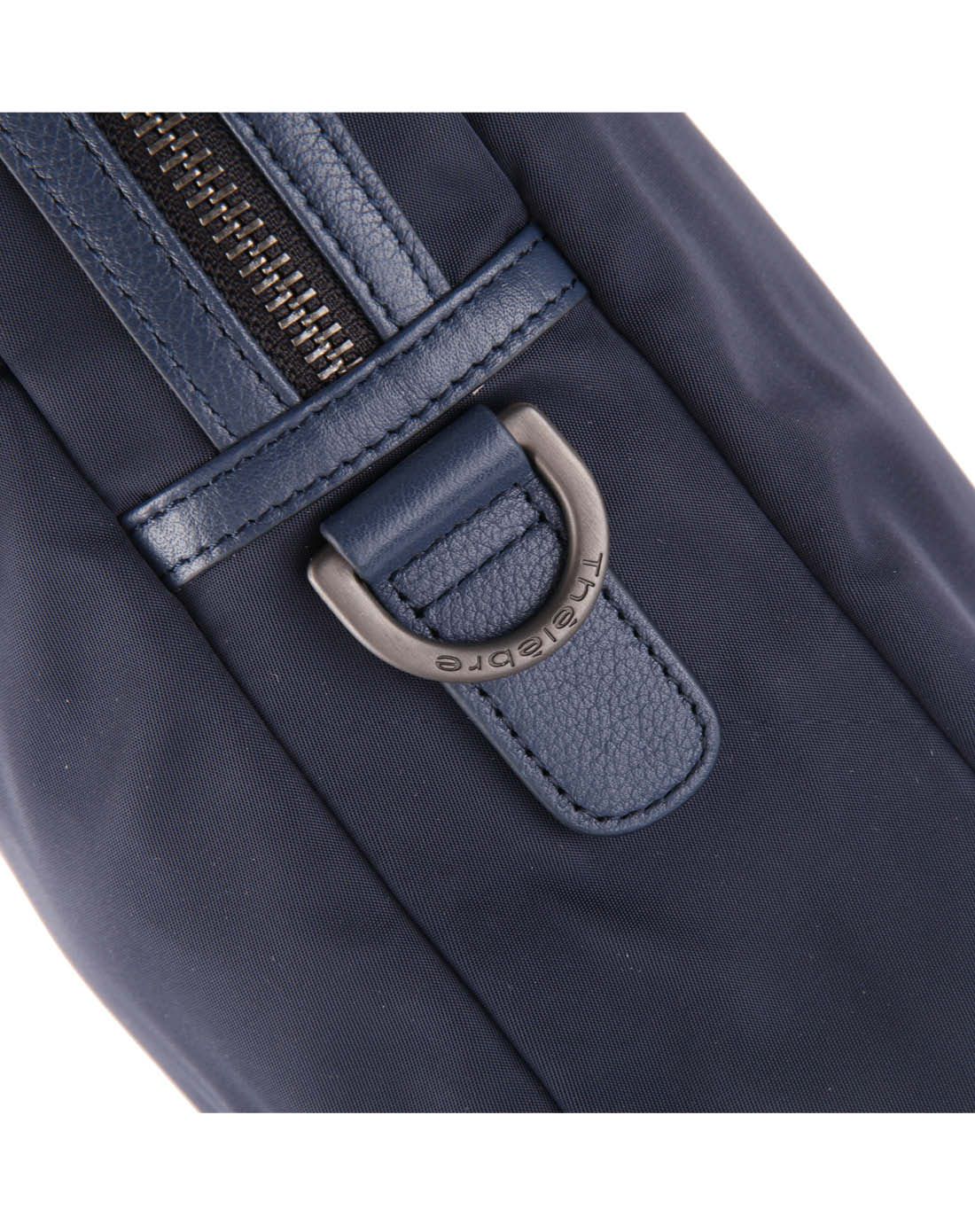 休闲布配皮横身背提包