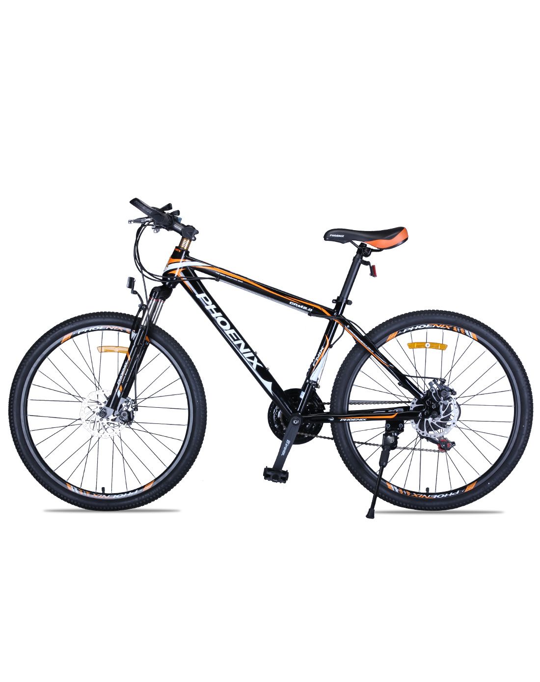 凤凰 中性款黑橙色26寸山地车 钢架21速