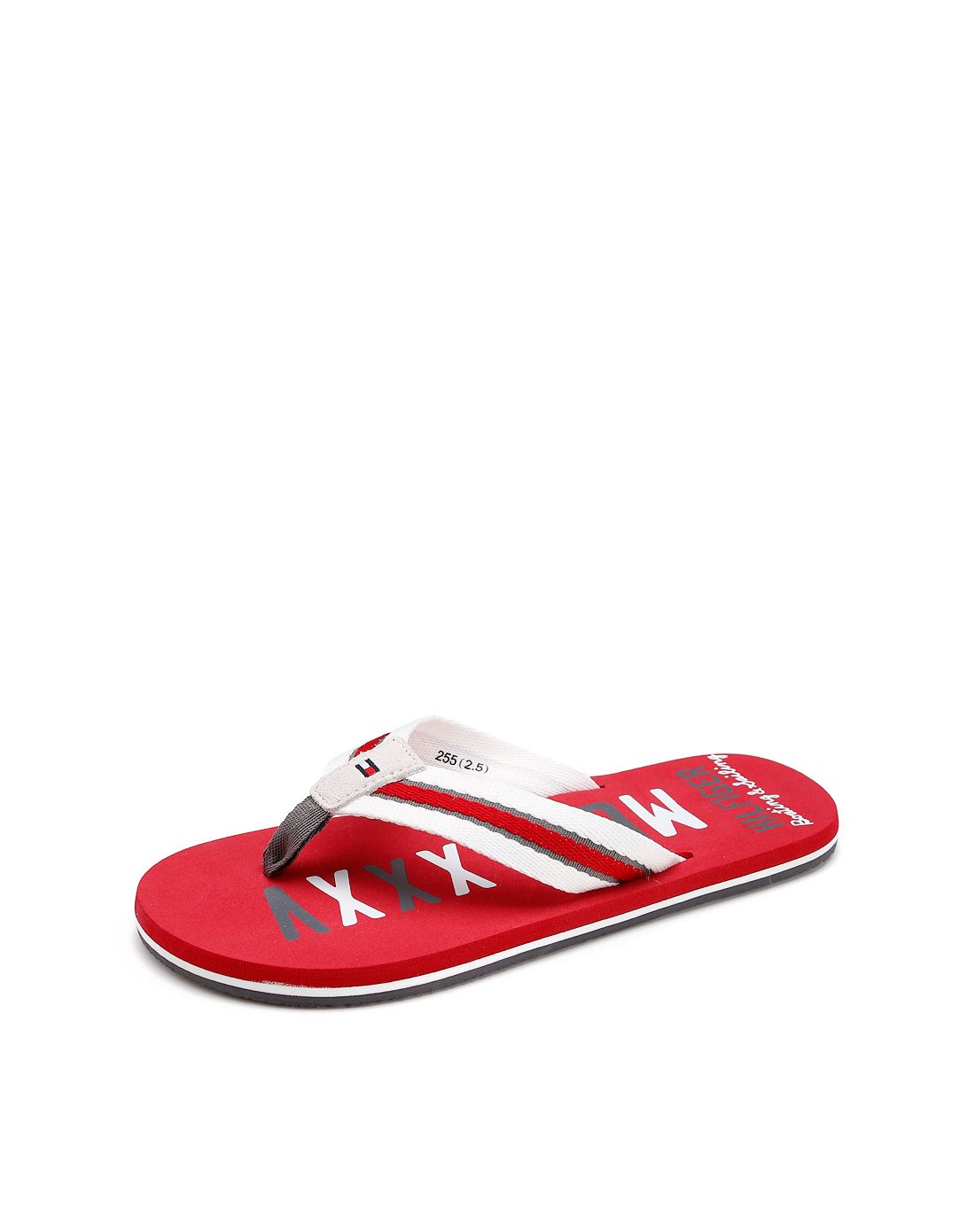 tommy hilfiger红/白色时髦俊朗人字拖鞋fm56818895ls100_唯品会