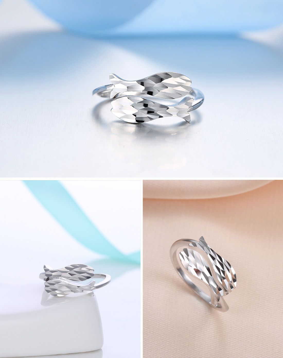 特惠s925银时尚双鱼戒指