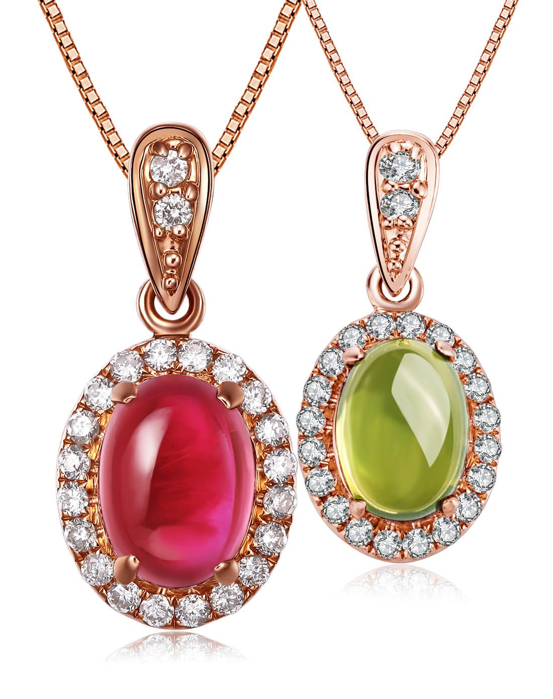 鑫万福 18k金碧玺吊坠