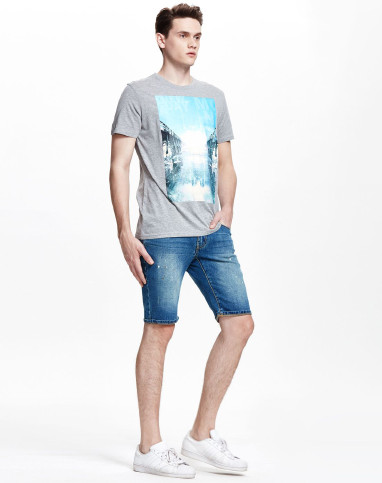 丹麦wagner旗下集合品牌灰色印花透气纯棉短袖t恤2-4041400116_唯品会