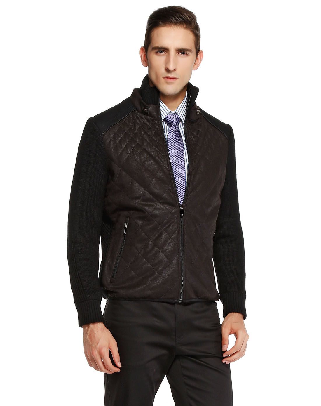 深褐啡/黑色时髦成熟长袖外套