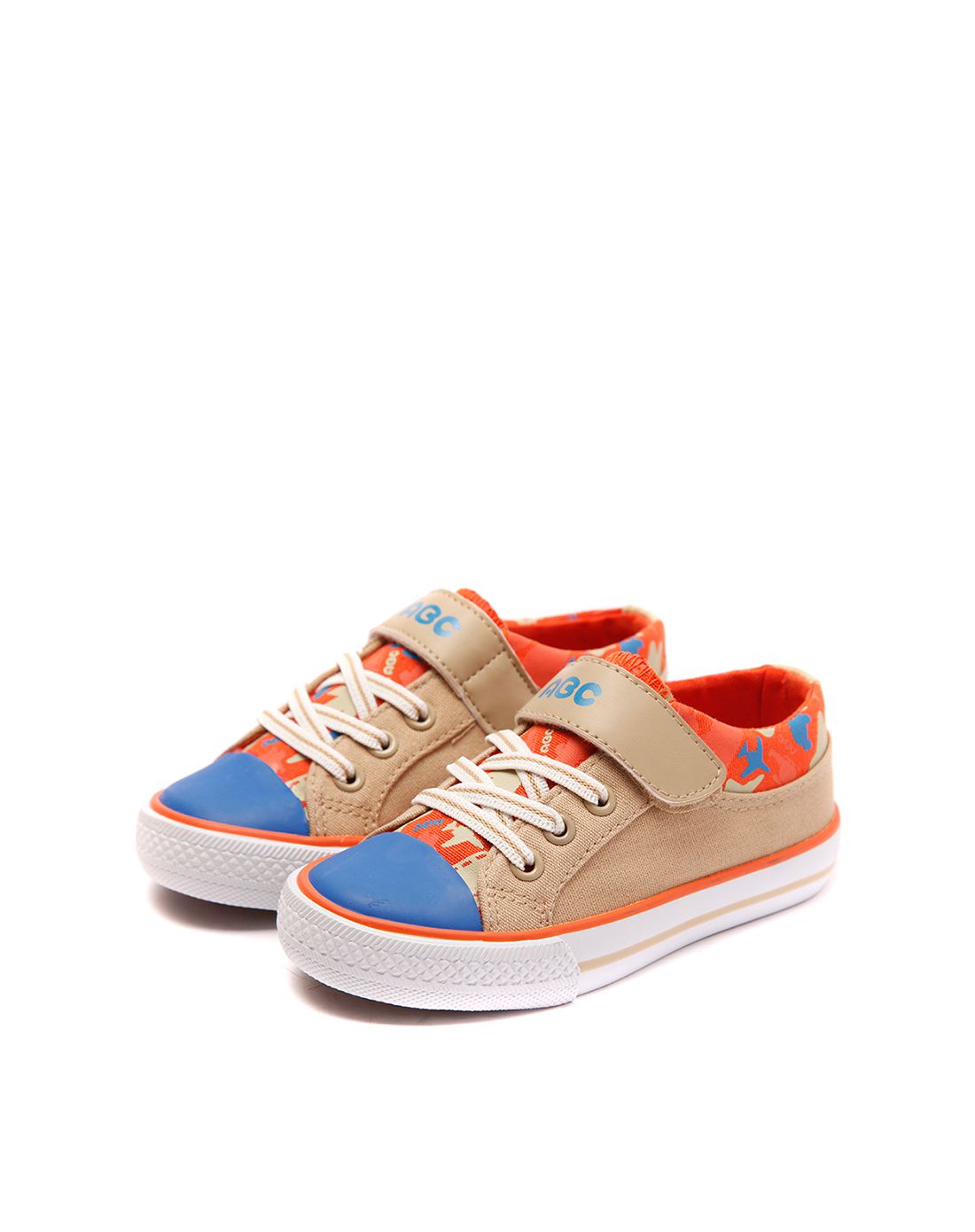 abckids男童鞋专场男小童卡其/珊瑚粉低帮硫化帆布鞋【29-30】b5