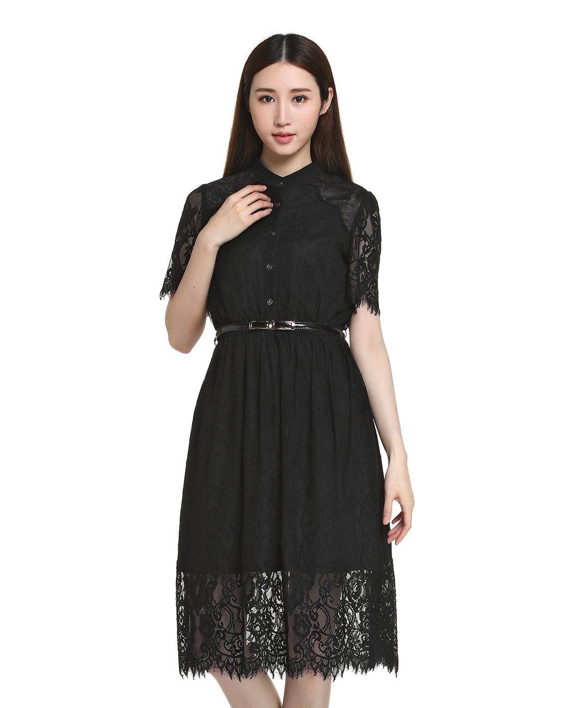 淑女蕾丝短袖连衣裙