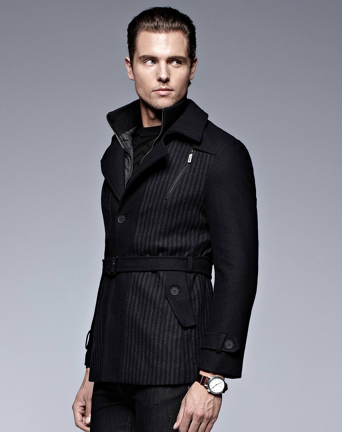 deon黑灰色俊朗帅气长袖外套dn0772p35711_唯品会