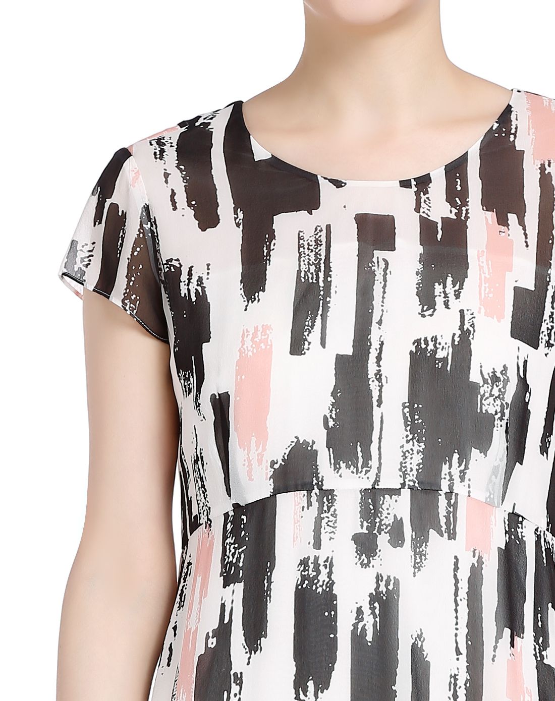 珂莱蒂尔koradior elsewhere女装专场 黑/粉色俏丽秀气短袖连衣裙