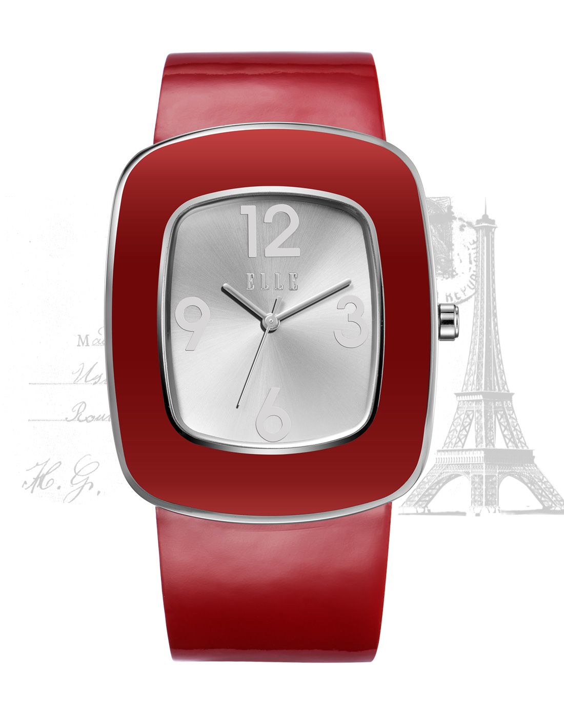 法国优雅elle手表专场 elle法国经典红色方形表盘石英表