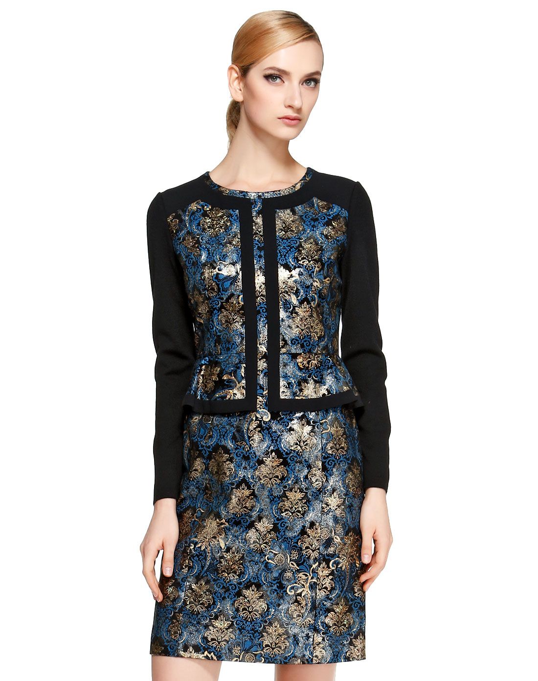 马天奴旗下女装皮草马天奴黑/蓝色俏丽百搭长袖皮连衣裙msa056lc1991