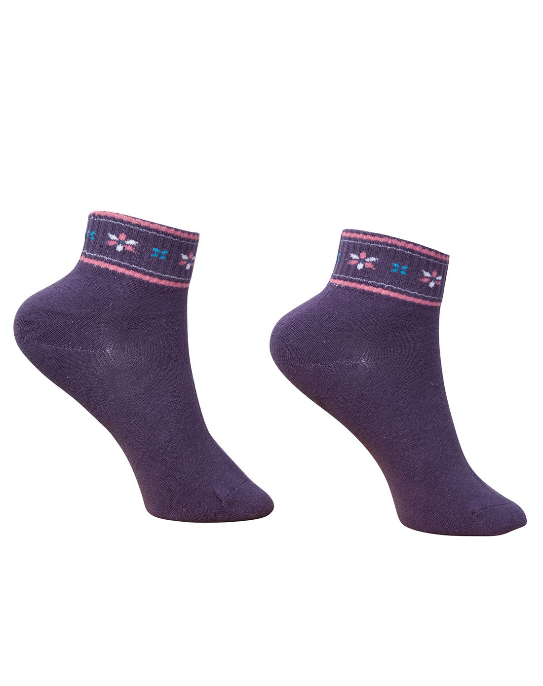 (两件起售)女紫色罗口提花袜