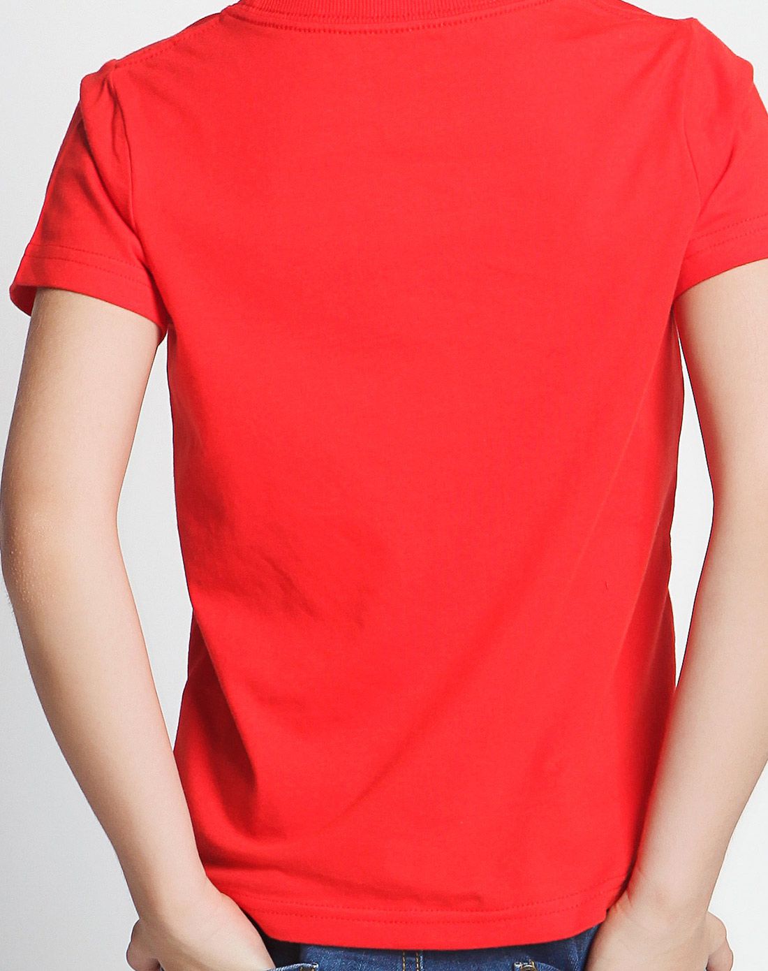 男童大红色短袖t恤