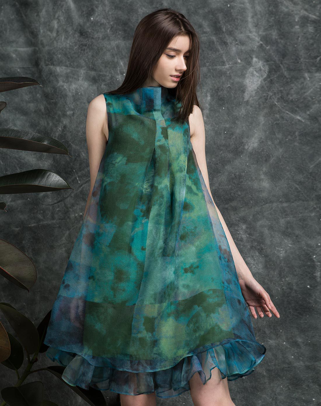 deer女装专场 莫奈花园欧根纱连衣裙