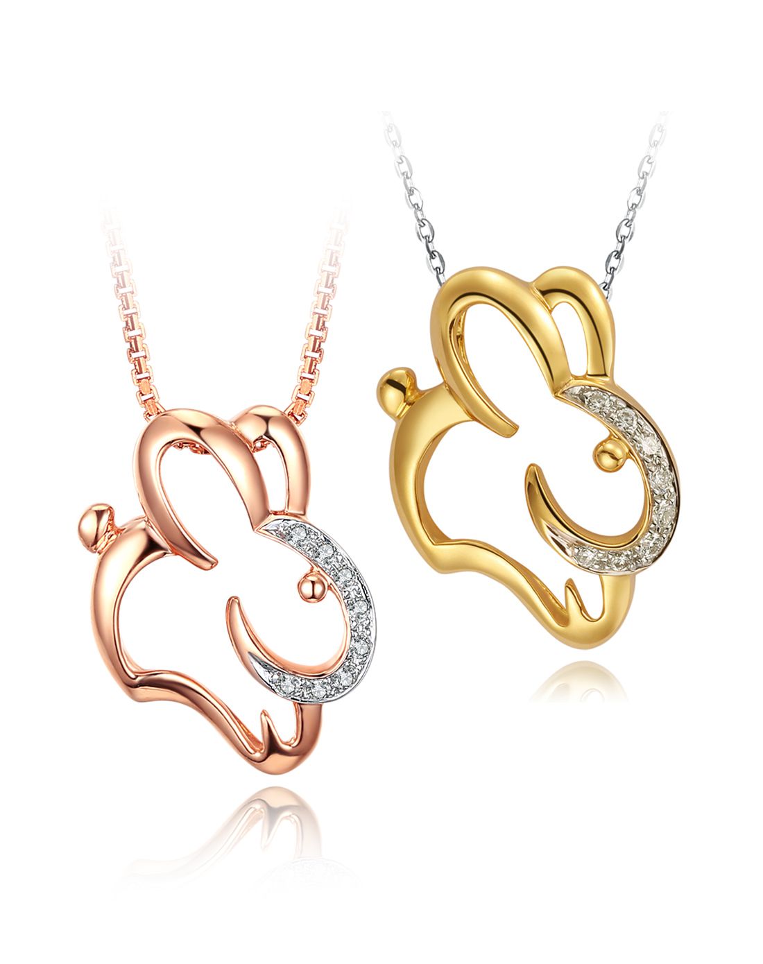 谢瑞麟 18k金生肖兔镶钻吊坠