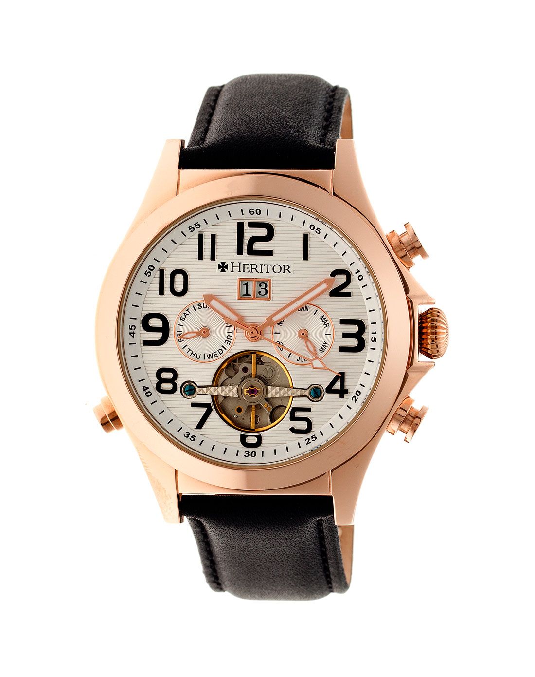 > heritor automatic男士皮制腕表herhr2704