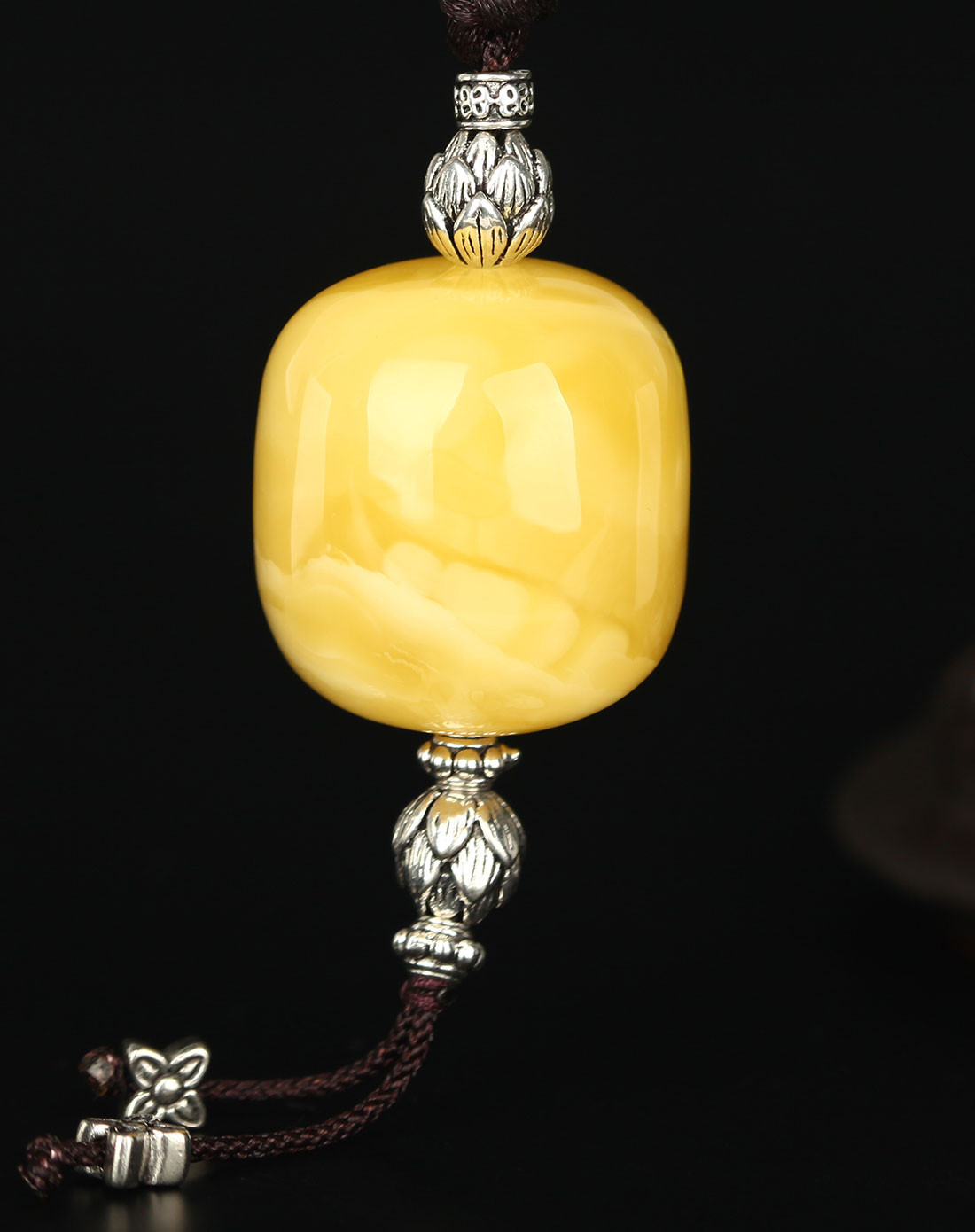 穗南 温润细腻 时尚简约 蜜蜡桶珠吊坠(含绳)