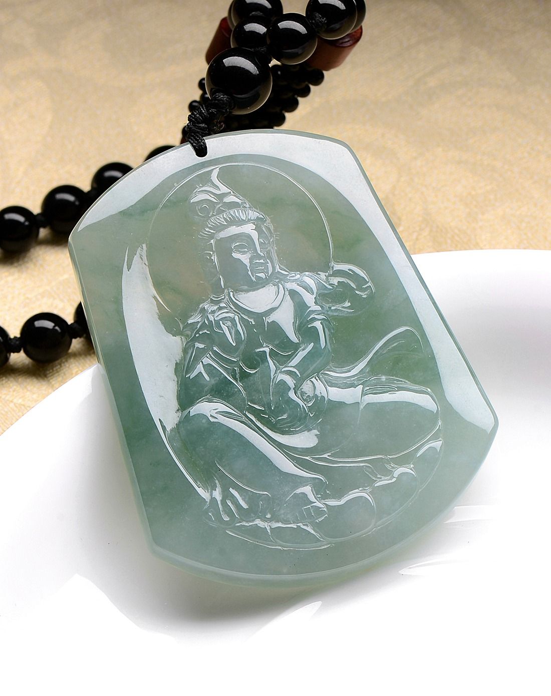 天然a货冰糯种普贤菩萨翡翠挂件