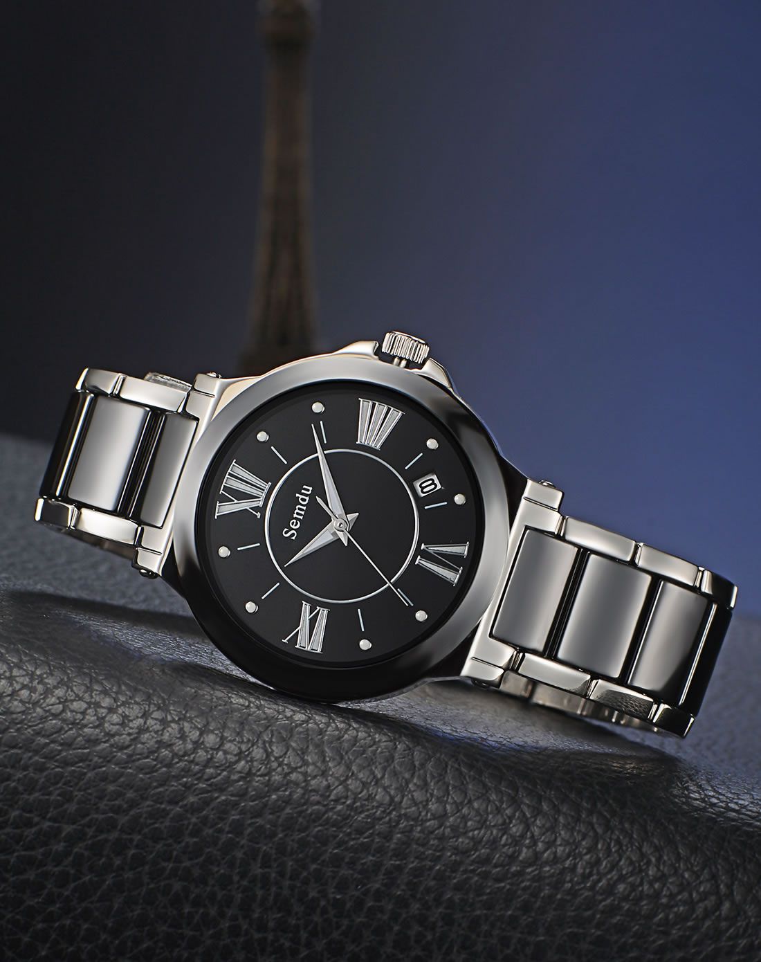 绅度semdu手表专场 绅度【黑马系列】时尚黑色陶瓷石英男表