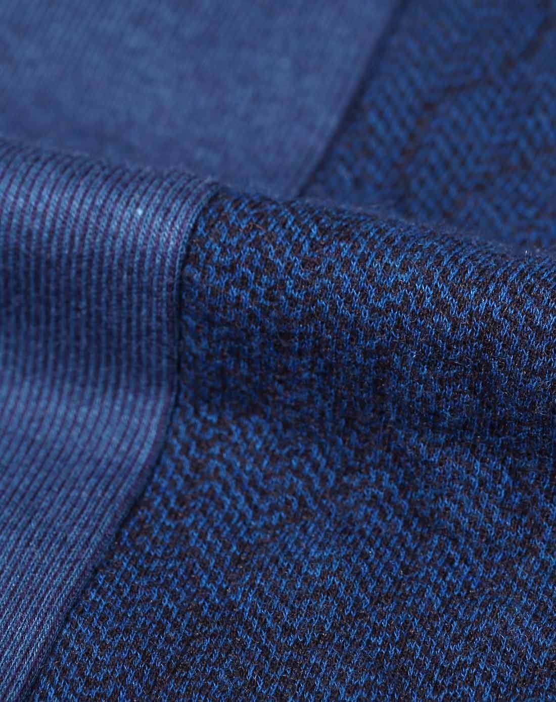 深钴蓝个性拼接都市时尚t恤