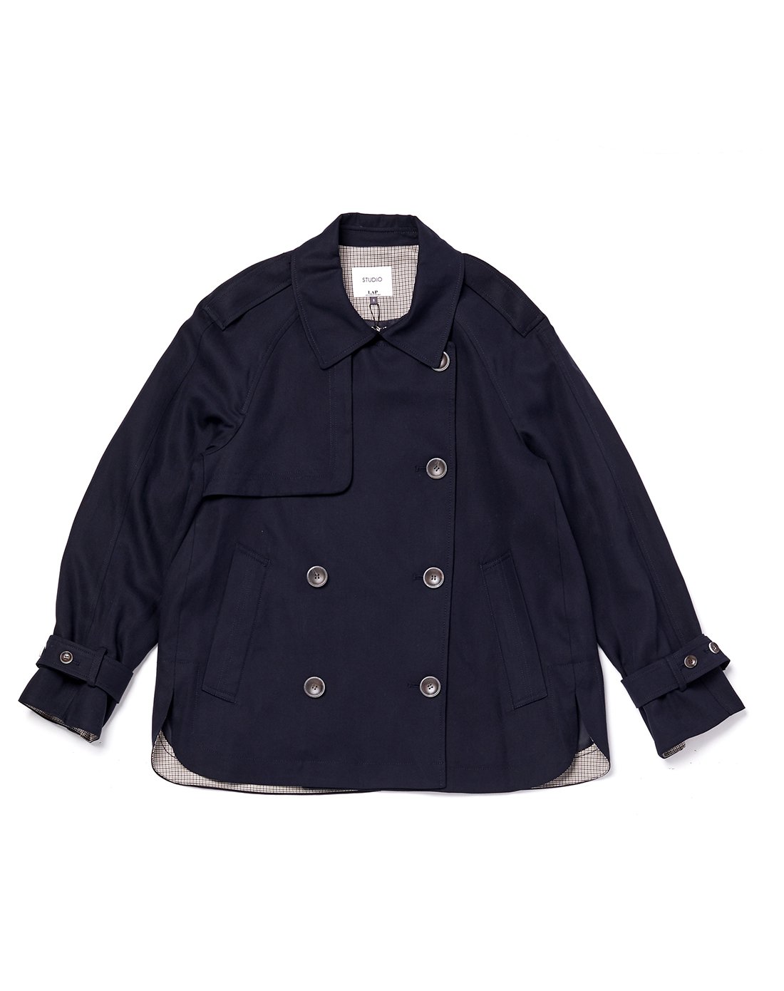 lap 2018春季新品翻驳领双排扣女式短款外套