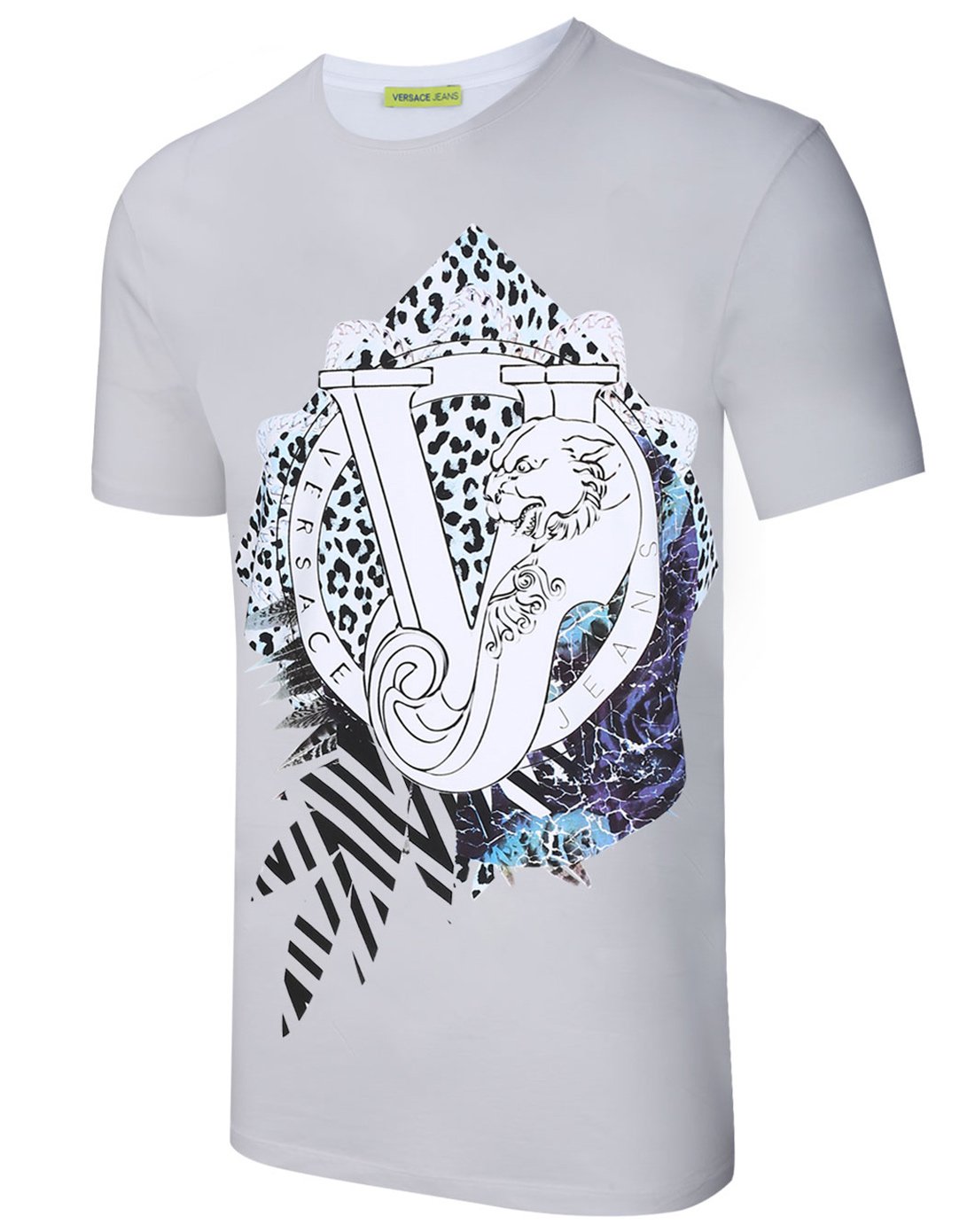 男款美洲豹logo印花棉质短袖t恤