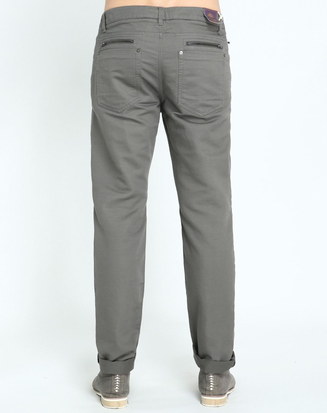 钢灰色纯棉商务休闲裤
