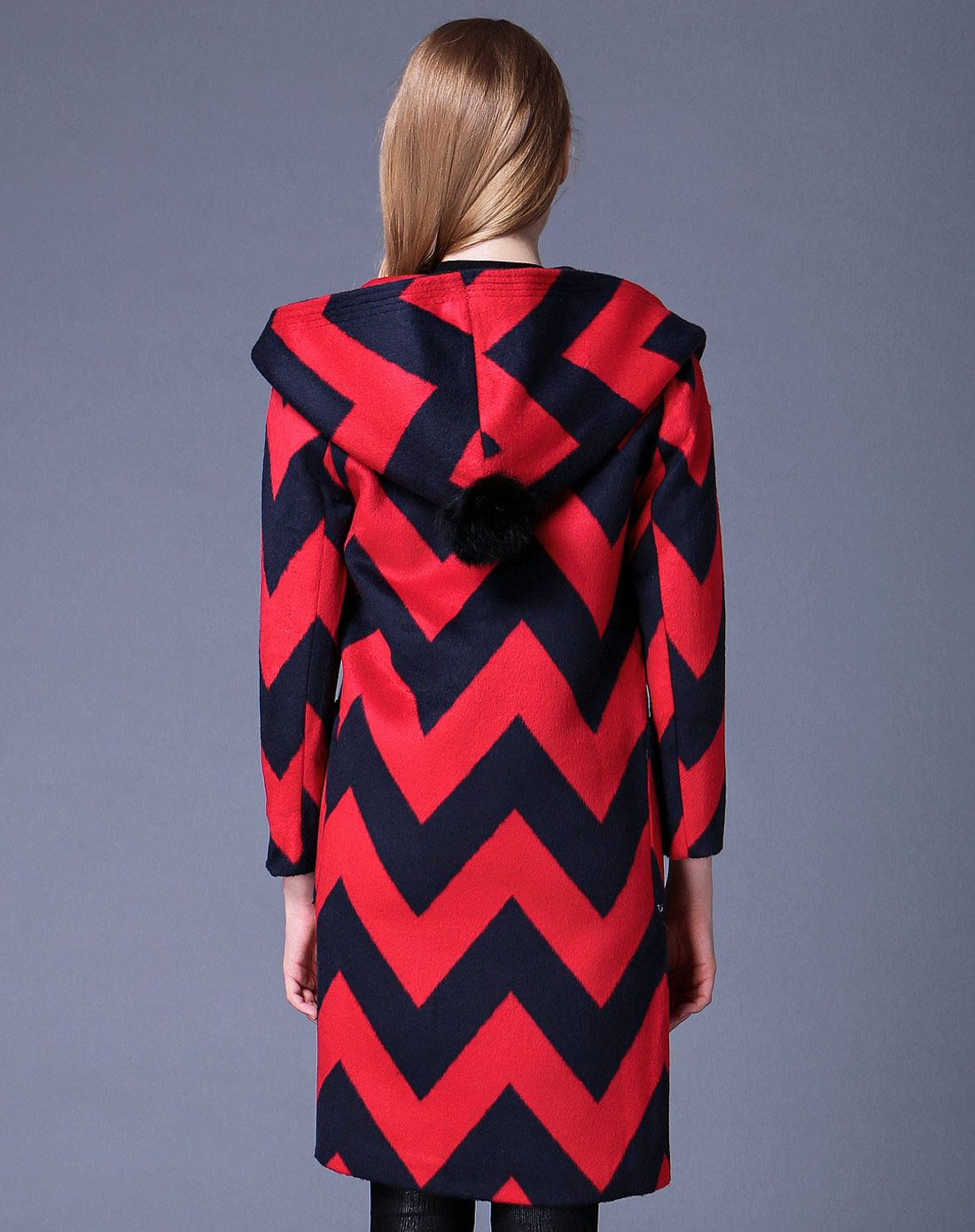 女款青红色带帽外套