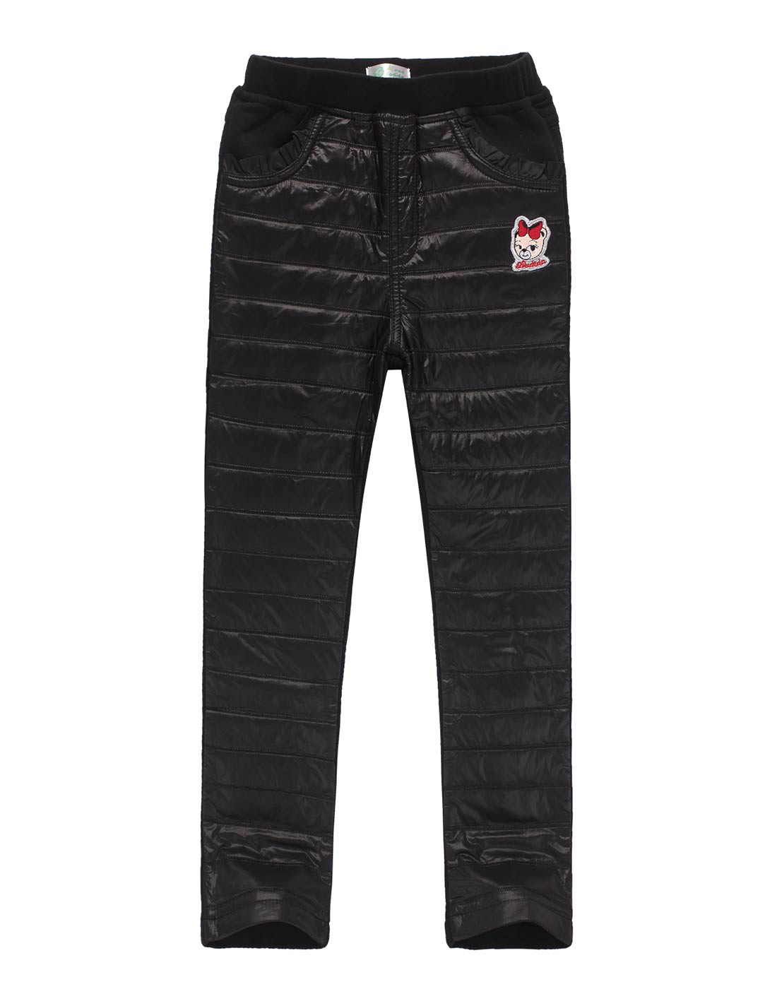 女中童黑色加棉尼龙布长裤