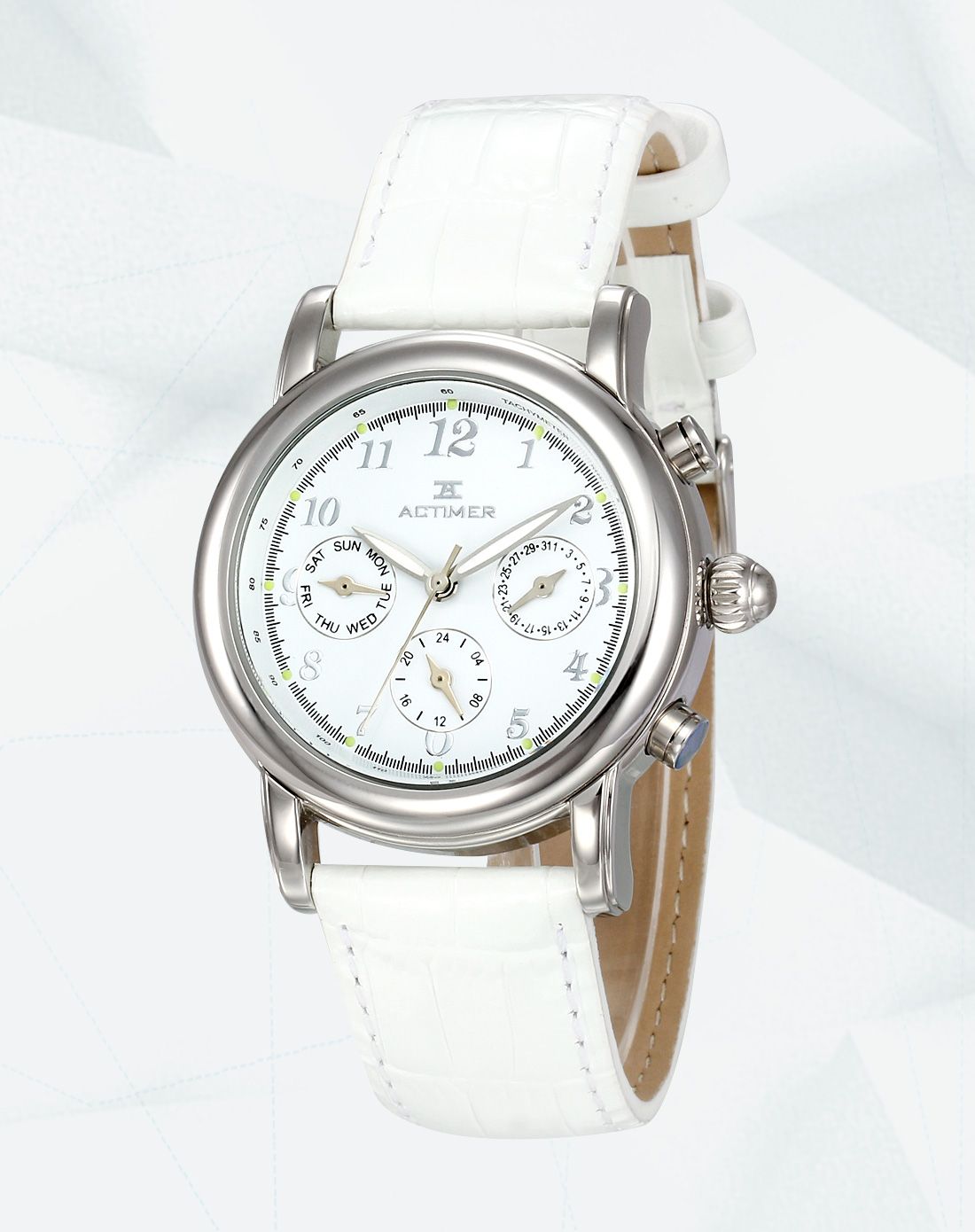 时光爱客actimer手表专场 卧虎藏龙 钢壳六针多功能真皮女表