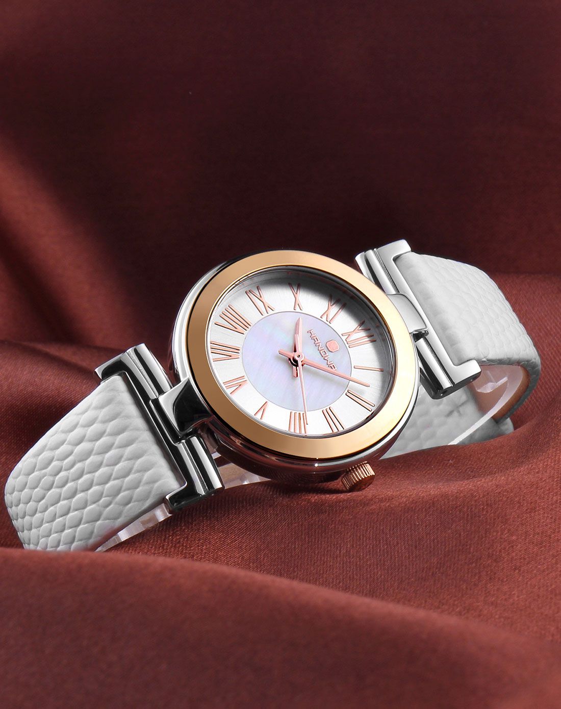 hanowa 瑞士原装罗马复古石英女表 送两条皮表带