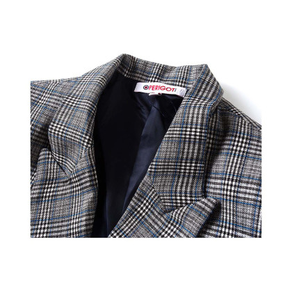 perigot女款时尚格子腰封西装外套