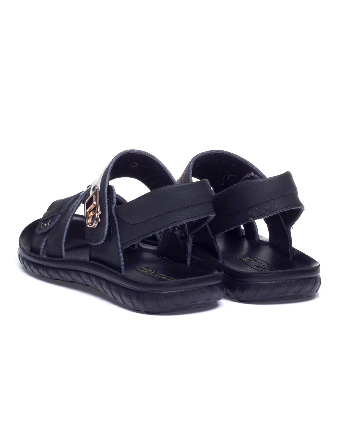 男童黑色时尚百搭皮凉鞋