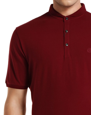 热情深红色柔软弹力短袖t恤