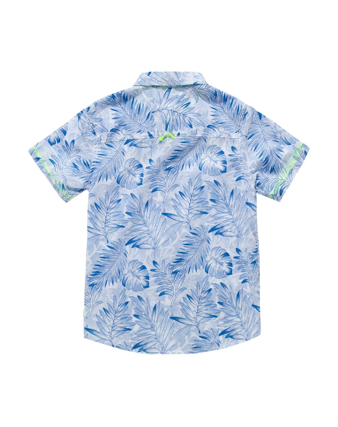 男童白蓝色夏威夷风情短袖衬衫