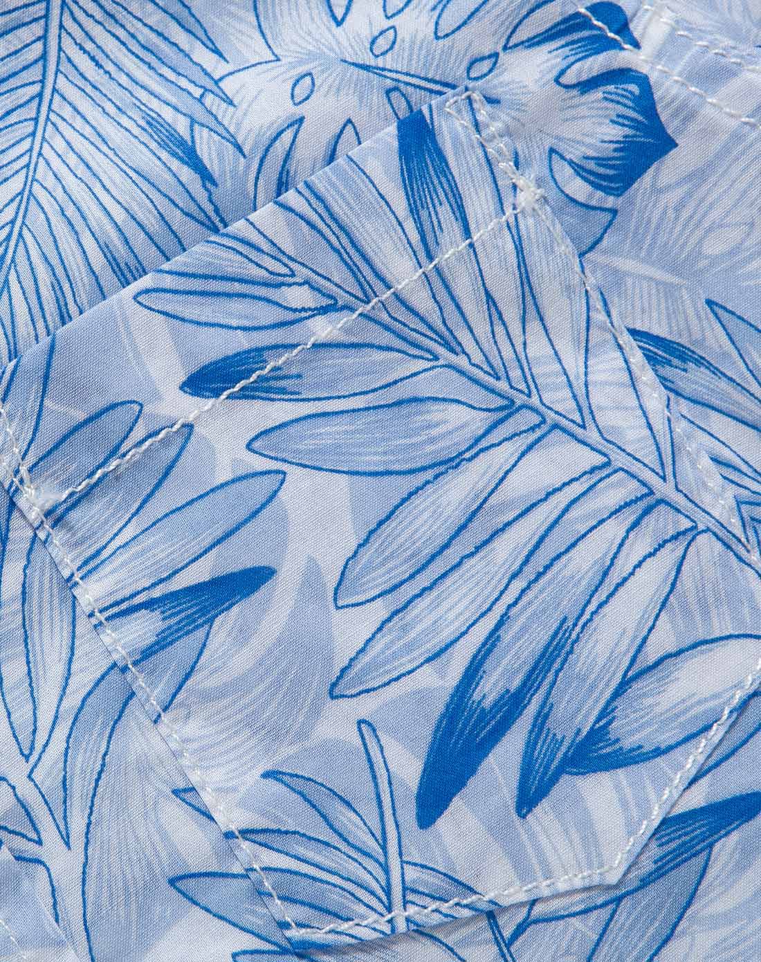 男童白蓝色夏威夷风情短袖衬衫