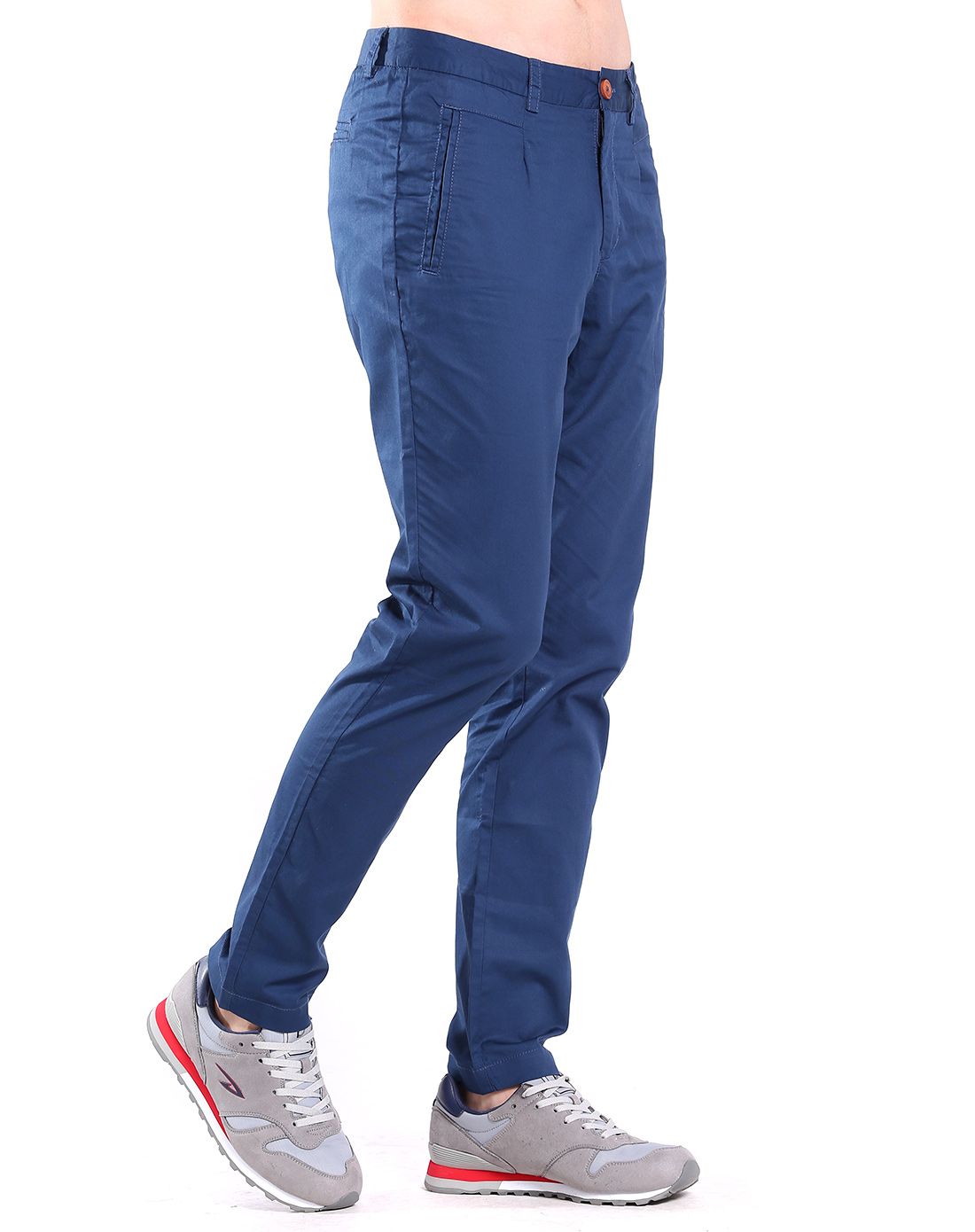 高密斜 男款墨蓝色休闲长裤 休闲百搭