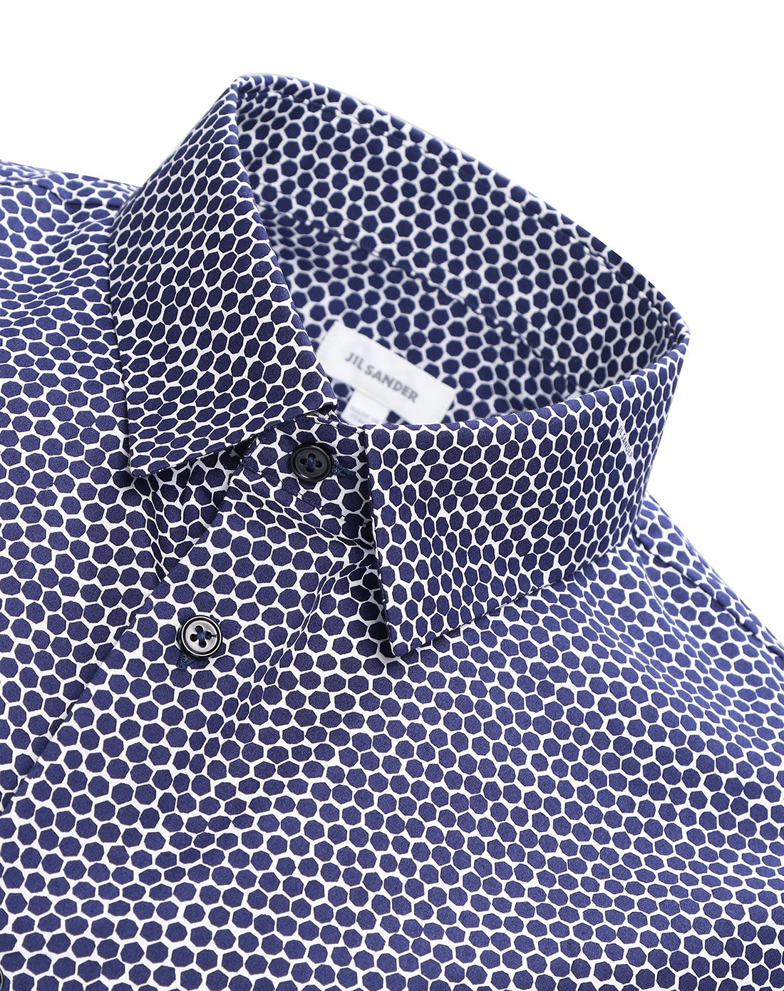 jil sander男款深蓝色印花纯棉短袖衬衫