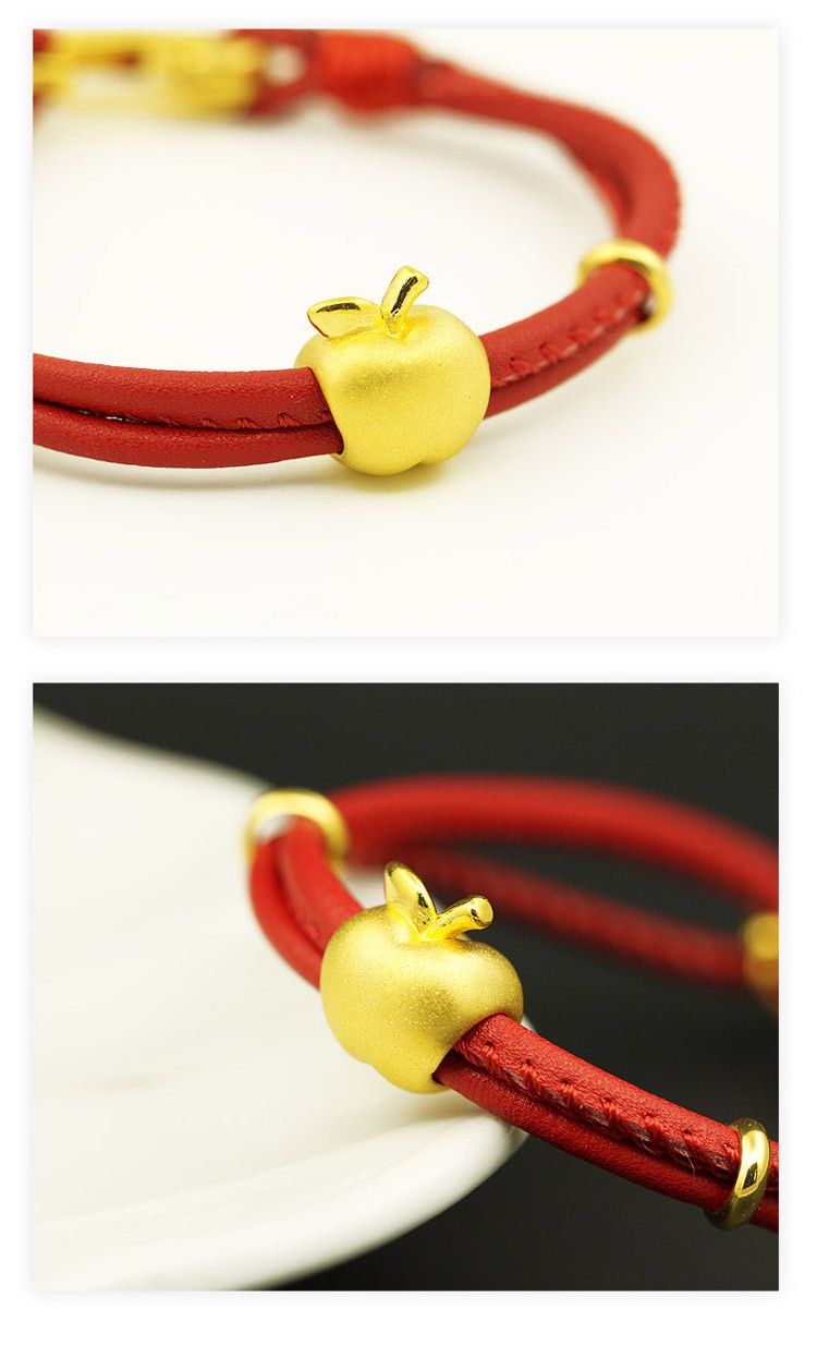明牌珠宝专场明牌 足金3d硬金苹果串珠手链(送15手圈