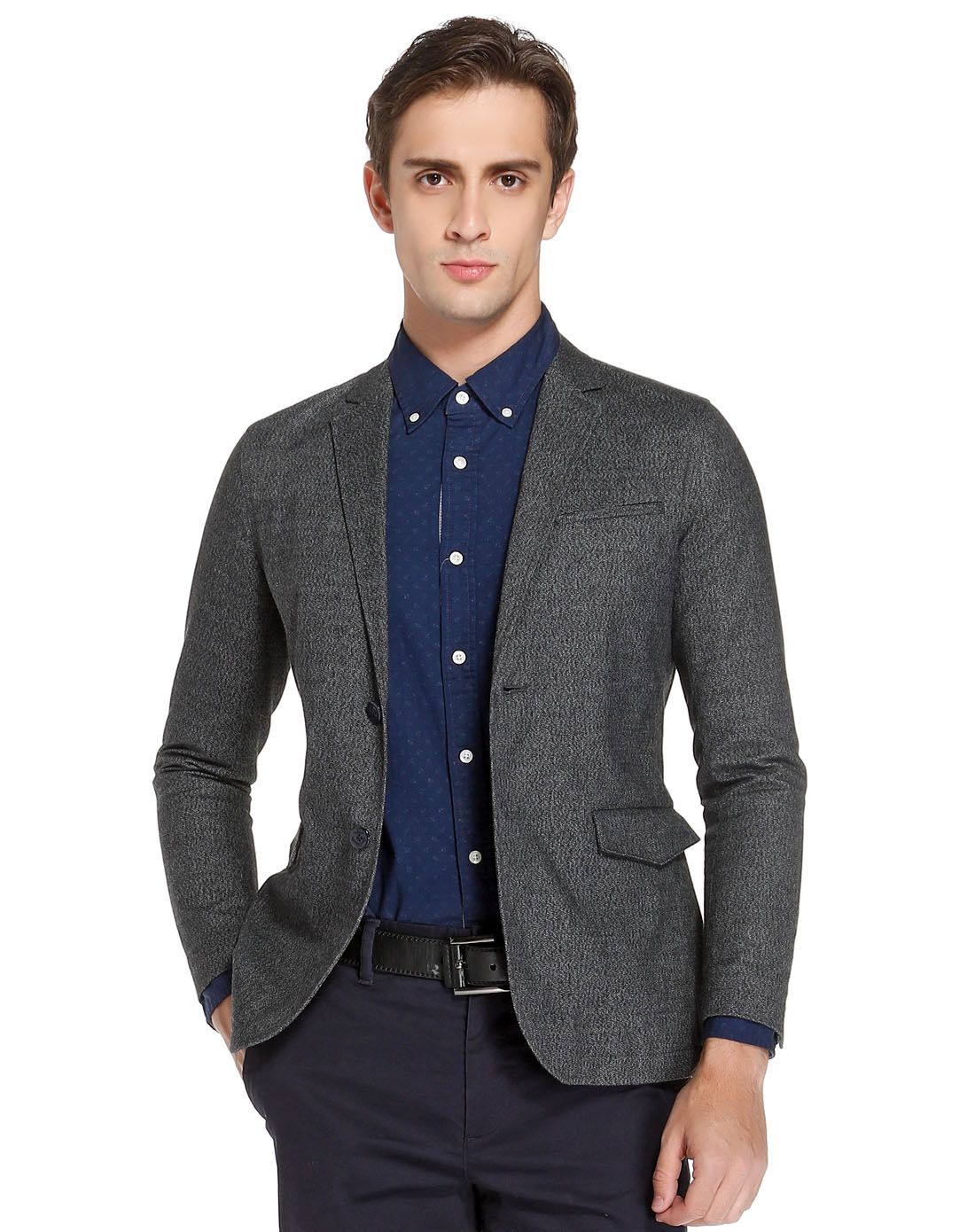 男款深灰色绅士魅力长袖西装