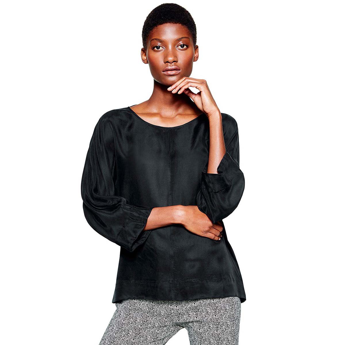 benetton&sisley 服装清仓专场 benetton贝纳通女款黑色舒适休闲中袖