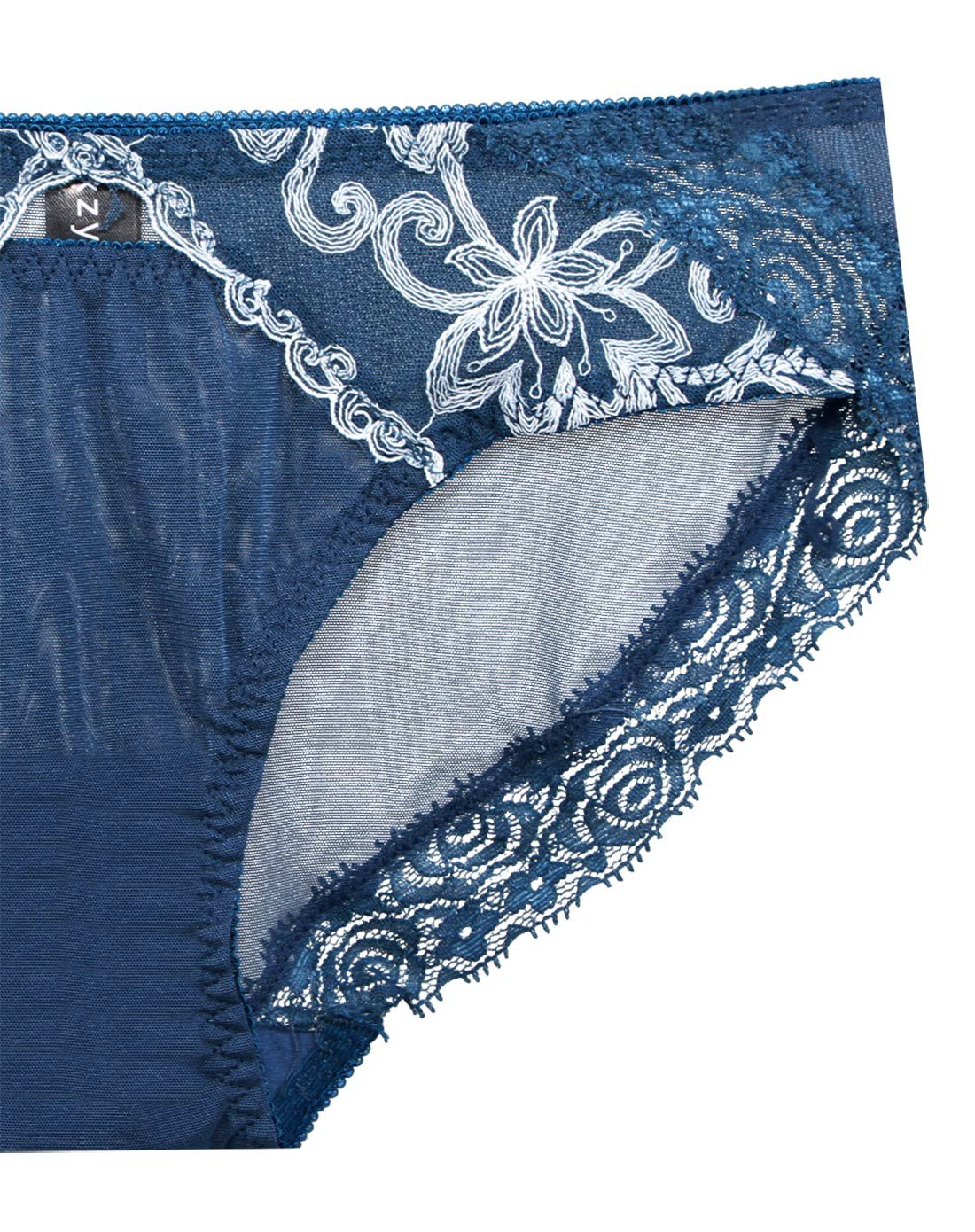 仙子宜岱xzyd内衣专场宝石蓝时尚性感舒适中腰蕾丝刺绣三角裤2383blue