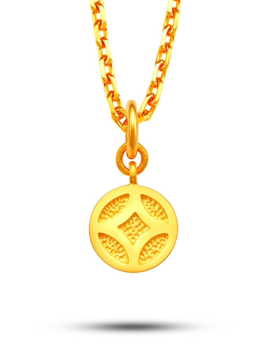 铜钱黄金高工艺吊坠(约1.08克)(不含项链)