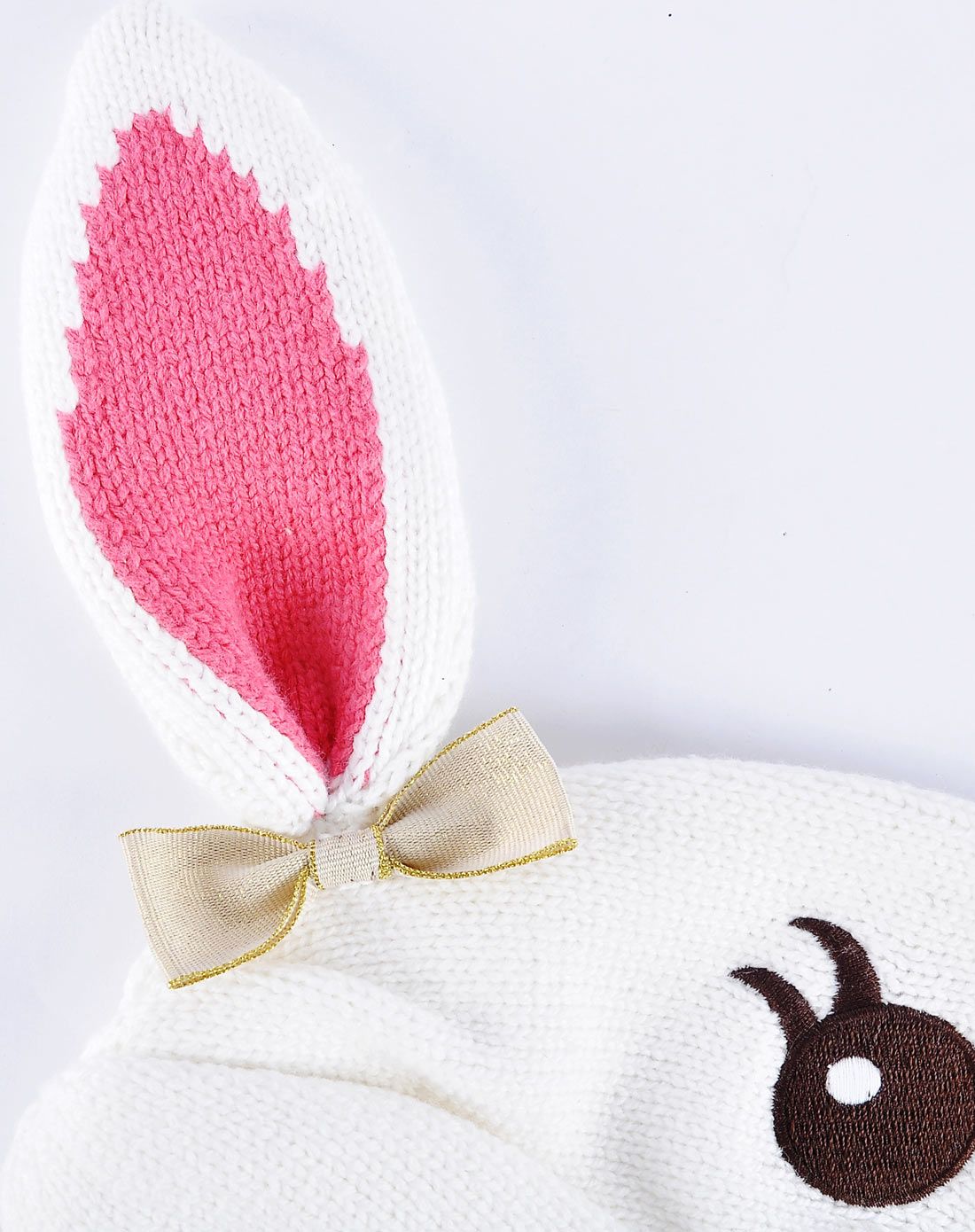 白色全棉小白兔儿童帽子