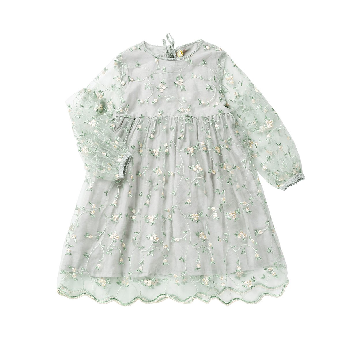 js童装儿童女童立体双色绣花重工纱裙透视公主风连衣裙