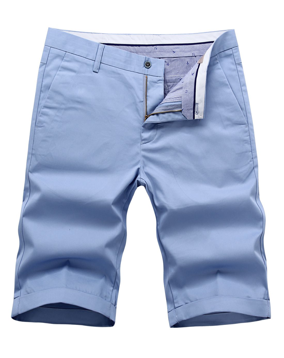 (特惠)男装浅蓝色直筒中腰纯色休闲短裤