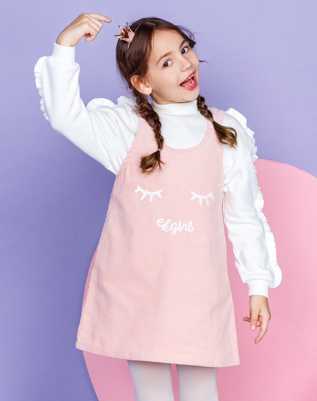 衣恋旗下e-land kids男女童服饰专场女童灯芯绒背带裙ekwh74t22s26