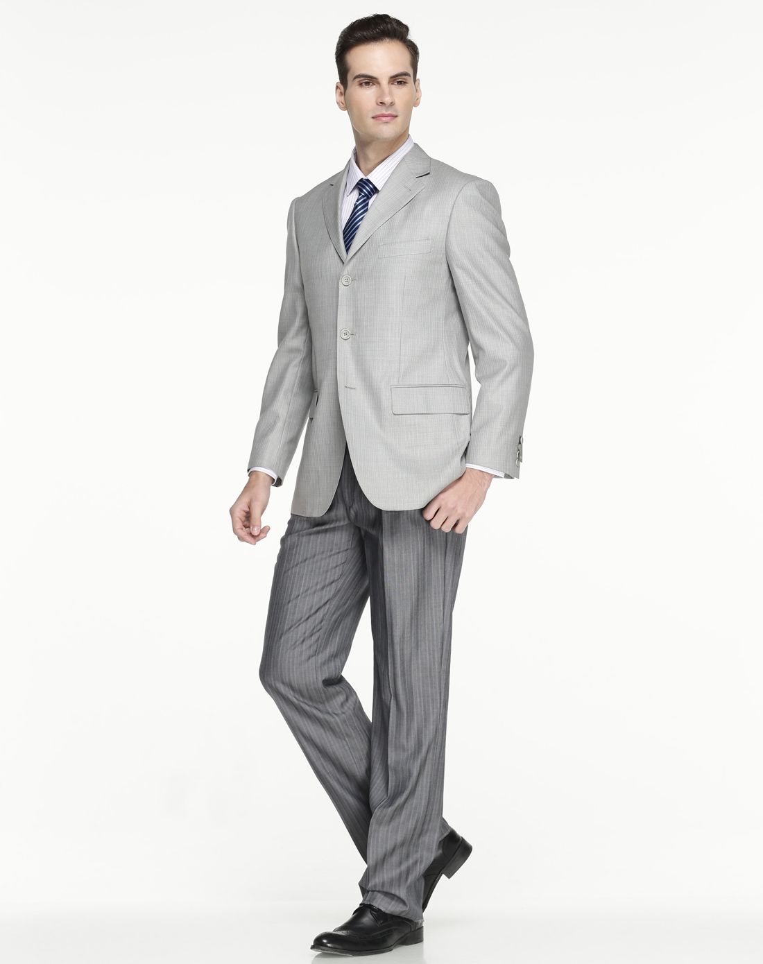 男款浅灰色商务经典西服(羊毛)